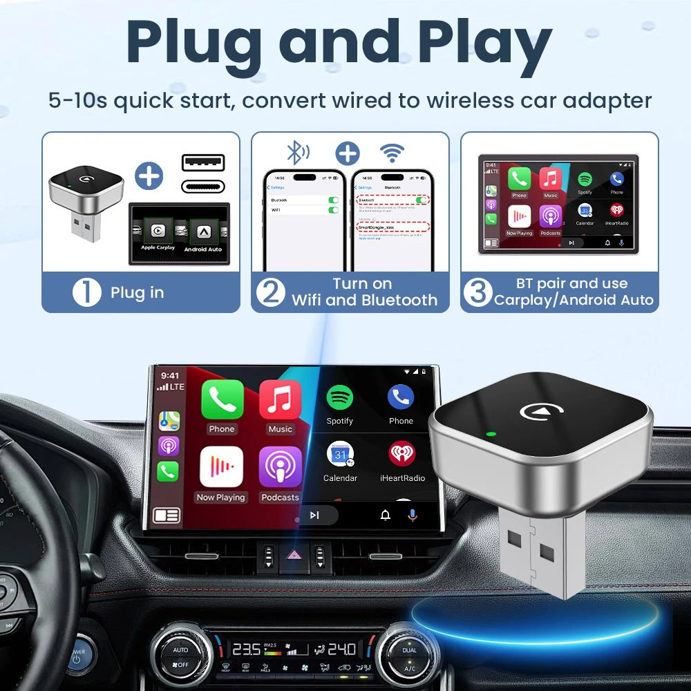 Hub CarPlay & Android Auto Inalámbrico Pro
